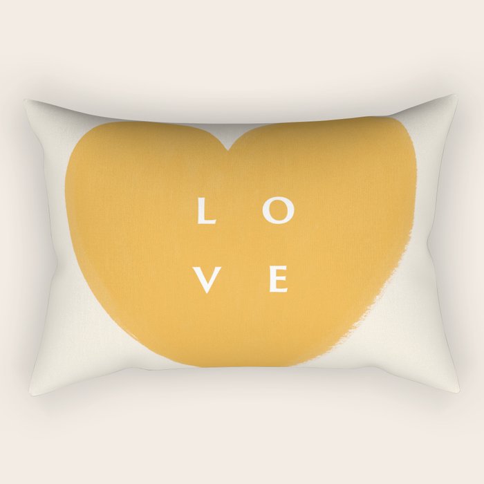 Heart Love Gold Yellow - Typography Rectangular Pillow Gallery Image 2