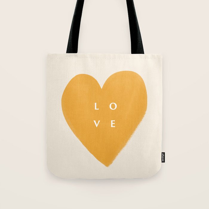 Heart Love Gold Yellow - Typography Tote Bag Gallery Image 1