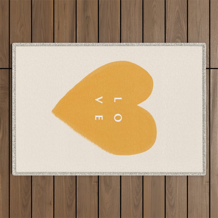 Heart Love Gold Yellow - Typography Outdoor Rug Gallery Image 1