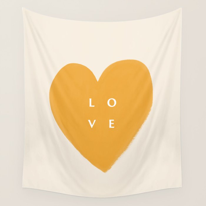 Heart Love Gold Yellow - Typography Wall Tapestry Gallery Image 4