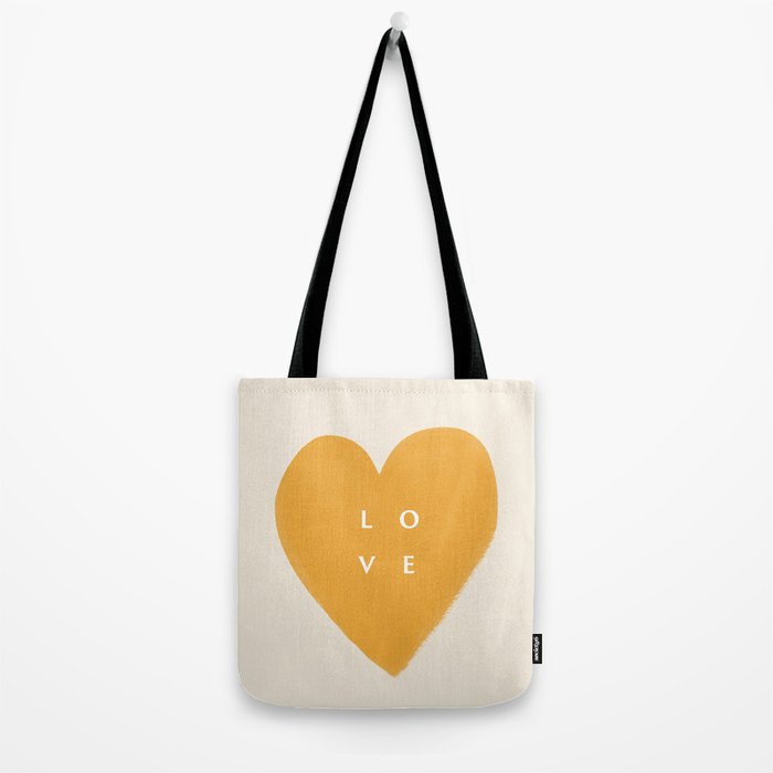 Heart Love Gold Yellow - Typography Tote Bag Gallery Image 2