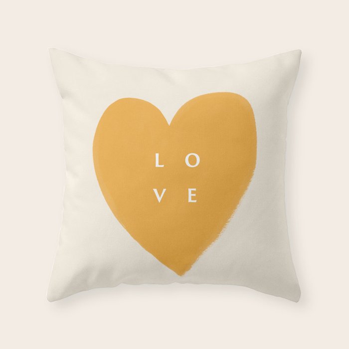 Heart Love Gold Yellow - Typography Throw Pillow Gallery Image 6