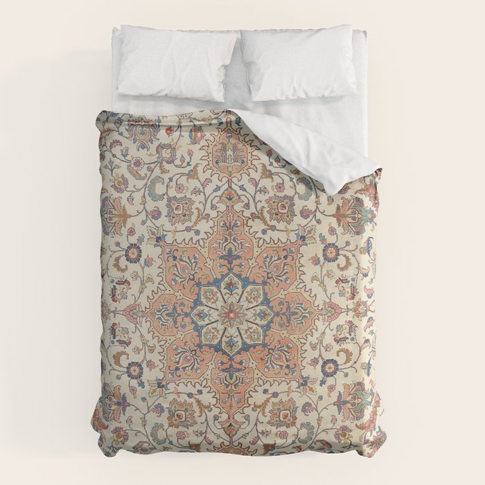 Fine Persia Tabriz Old Century Authentic Colorful Blue Rust Orange Vintage Patterns Duvet Cover Gallery Image 6