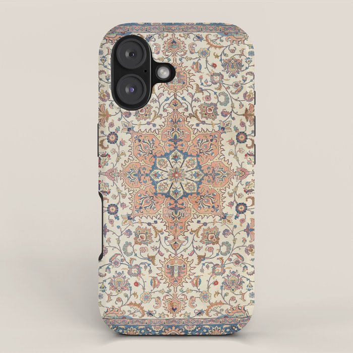 Fine Persia Tabriz Old Century Authentic Colorful Blue Rust Orange Vintage Patterns iPhone Case Gallery Image 1