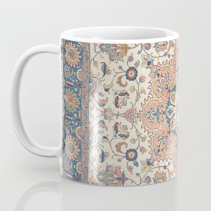 Fine Persia Tabriz Old Century Authentic Colorful Blue Rust Orange Vintage Patterns Coffee Mug Gallery Image 3