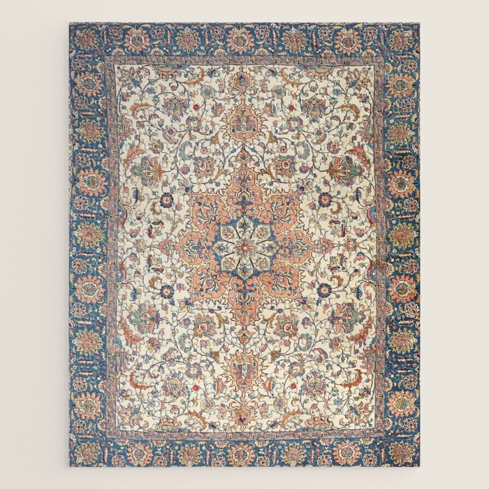 Fine Persia Tabriz Old Century Authentic Colorful Blue Rust Orange Vintage Patterns Jigsaw Puzzle Gallery Image 1