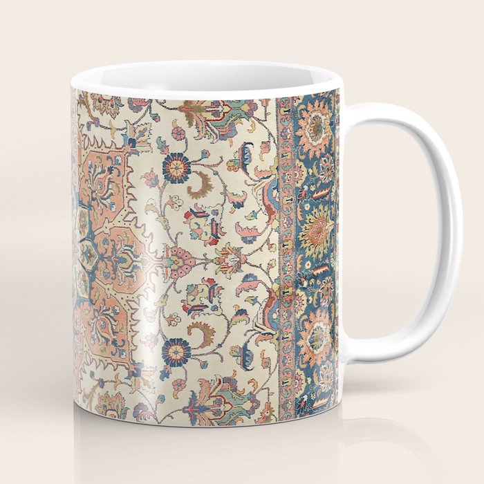 Fine Persia Tabriz Old Century Authentic Colorful Blue Rust Orange Vintage Patterns Coffee Mug Gallery Image 1