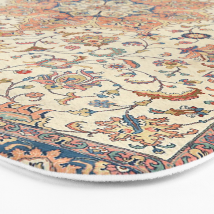 Fine Persia Tabriz Old Century Authentic Colorful Blue Rust Orange Vintage Patterns Bath Mat Gallery Image 3
