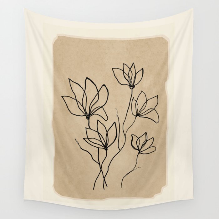 Line Wildflowers 2 Wall Tapestry Gallery Image 4