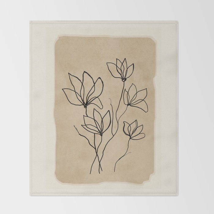 Line Wildflowers 2 Throw Blanket Gallery Image 2
