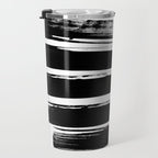 Stripes Black & White Minimalist Abstract Mid century Ink Art Dark Brush Strokes Travel Mug Gallery Image 3