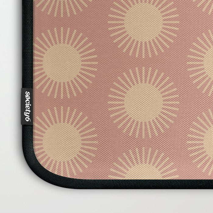 Boho Summer Sun Pattern XV Neutral Pastel Pink Laptop Sleeve Gallery Image 3