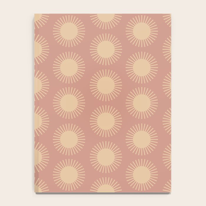 Boho Summer Sun Pattern XV Neutral Pastel Pink Notebook Gallery Image 4