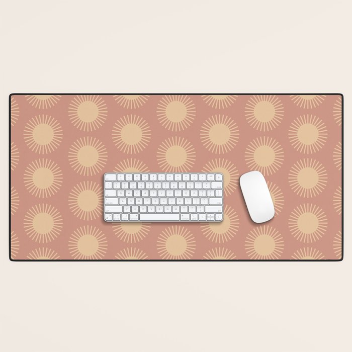 Boho Summer Sun Pattern XV Neutral Pastel Pink Desk Mat Gallery Image 1