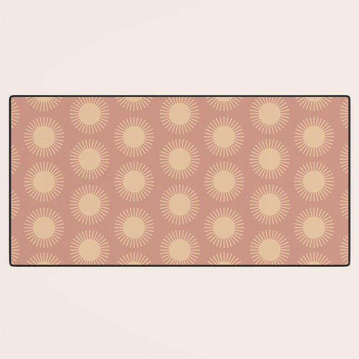 Boho Summer Sun Pattern XV Neutral Pastel Pink Desk Mat Gallery Image 3