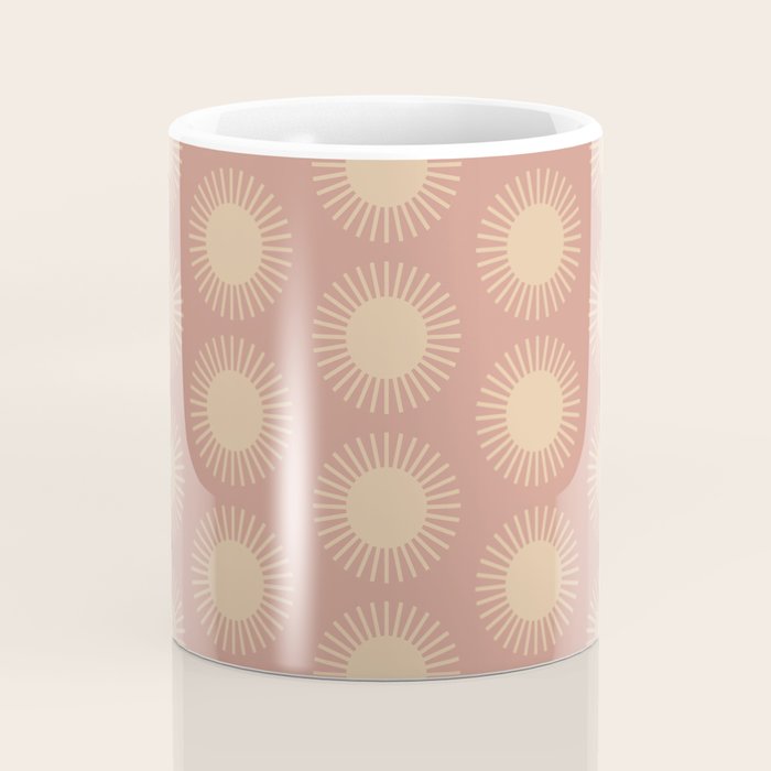 Boho Summer Sun Pattern XV Neutral Pastel Pink Coffee Mug Gallery Image 4