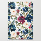 Burgundy Navy Floral Watercolor Pattern A  Cutting Board Gallery Image 1