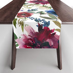 Burgundy Navy Floral Watercolor Pattern A  Table Runner Gallery Image 1