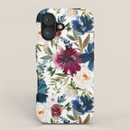 Burgundy Navy Floral Watercolor Pattern A  iPhone Case Gallery Image 1