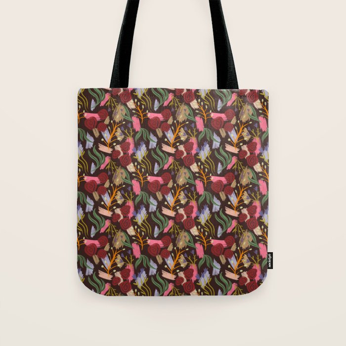 Rustic Botanical Rose Pattern Tote Bag Gallery Image 1
