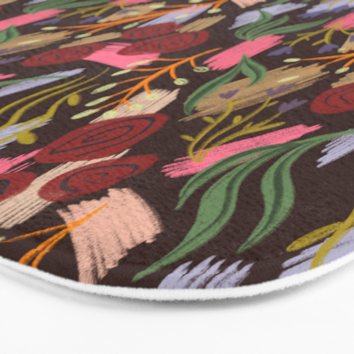 Rustic Botanical Rose Pattern Bath Mat Gallery Image 3