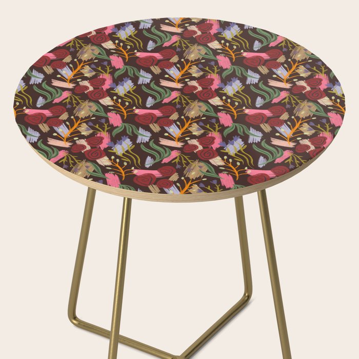 Rustic Botanical Rose Pattern Side Table Gallery Image 2