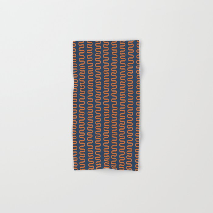 Abstract Shapes 268 in Navy Blue and Orange (Snake Pattern Abstraction) Bath Towel Gallery Image 1