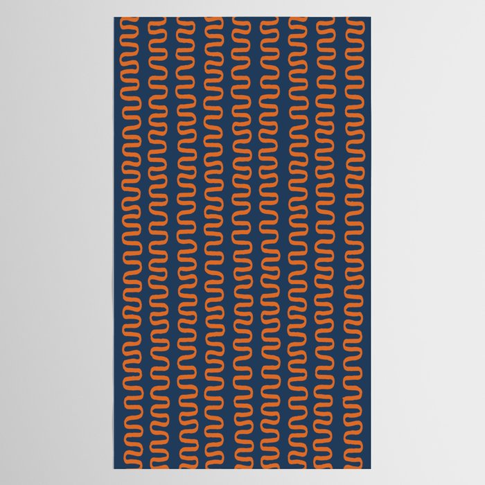 Abstract Shapes 268 in Navy Blue and Orange (Snake Pattern Abstraction) Tablecloth Gallery Image 2