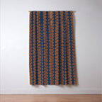 Abstract Shapes 268 in Navy Blue and Orange (Snake Pattern Abstraction) Window Curtain Gallery Image 3