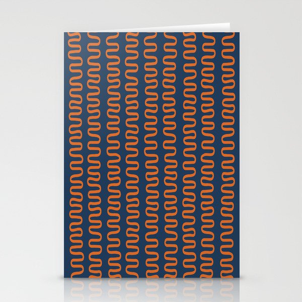 Abstract Shapes 268 in Navy Blue and Orange (Snake Pattern Abstraction) Stationery Card Gallery Image 1