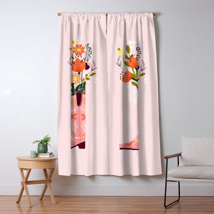 Pink Cowboy Boot and Wild Flower Bouquet Window Curtain Gallery Image 5