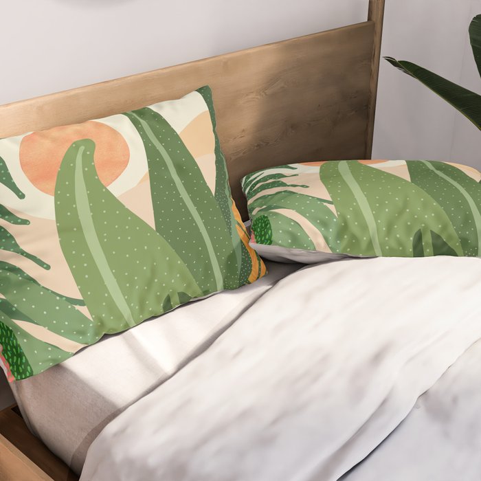 Desert Garden Sunset Landscape Pillow Sham Gallery Image 2