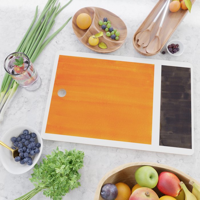 Minimalist Mid Century Modern Color Block Pop Art Rothko Inspired Golden Yellow Black Squares Cutting Board Gallery Image 2