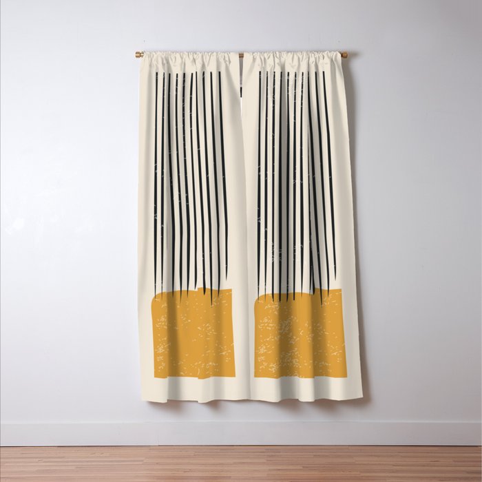 Mid Century Modern Minimalist Rothko Inspired Color Field With Lines Geometric Style Window Curtain Gallery Image 3