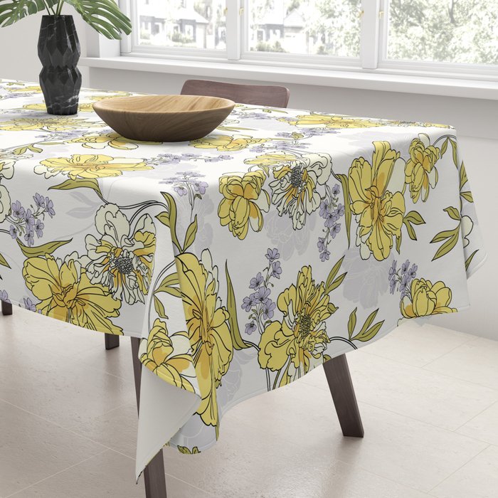 Luxurious pattern with yellow flowers Tablecloth Gallery Image 3