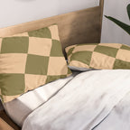 checked wave â peach and olive Pillow Sham Gallery Image 2