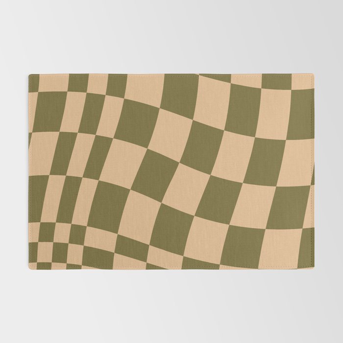 checked wave â peach and olive Rug Gallery Image 2