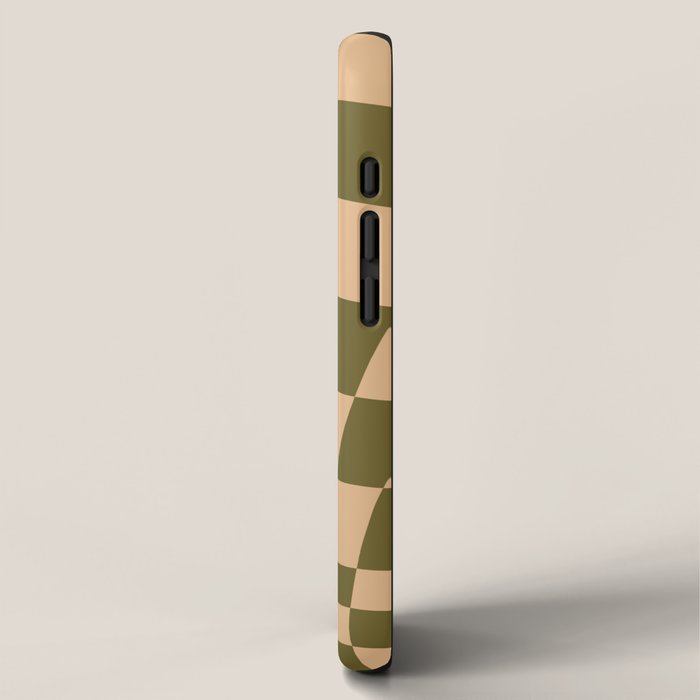 checked wave â peach and olive iPhone Case Gallery Image 2
