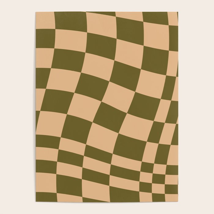 checked wave â peach and olive Poster Gallery Image 4