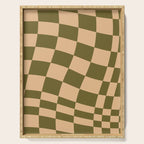 checked wave â peach and olive Serving Tray Gallery Image 1