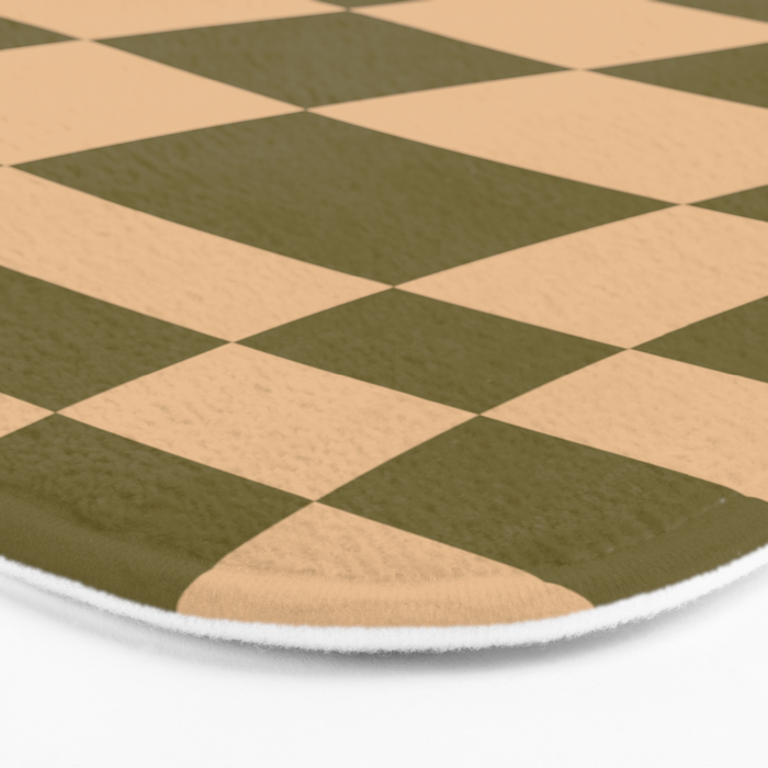 checked wave â peach and olive Bath Mat Gallery Image 3