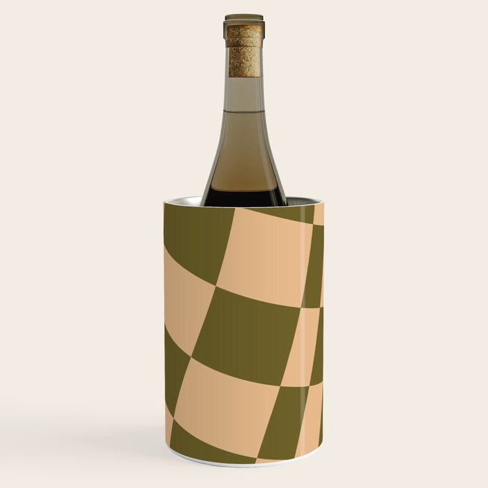 checked wave â peach and olive Wine Chiller Gallery Image 3