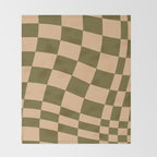 checked wave â peach and olive Throw Blanket Gallery Image 2