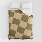 checked wave â peach and olive Duvet Cover Gallery Image 6