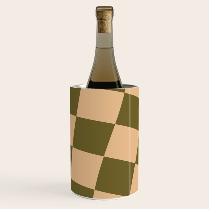 checked wave â peach and olive Wine Chiller Gallery Image 2