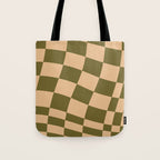 checked wave â peach and olive Tote Bag Gallery Image 1