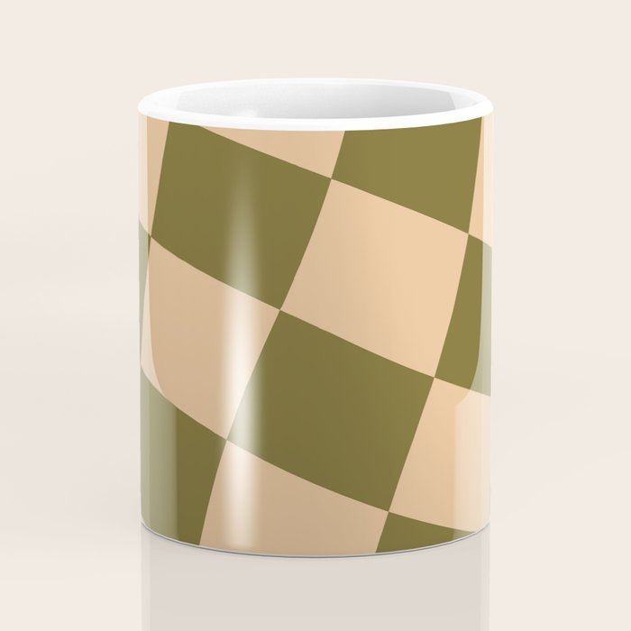 checked wave â peach and olive Coffee Mug Gallery Image 4