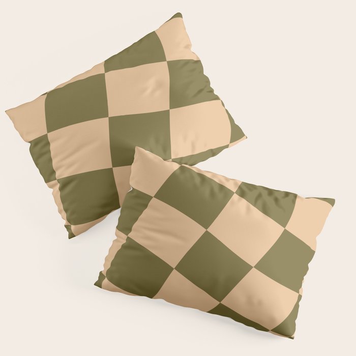 checked wave â peach and olive Pillow Sham Gallery Image 3