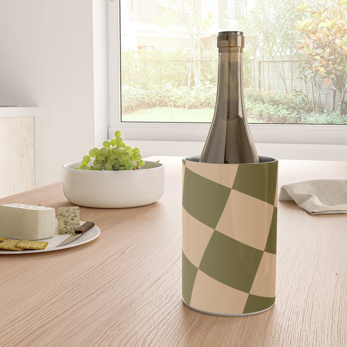checked wave â peach and olive Wine Chiller Gallery Image 4