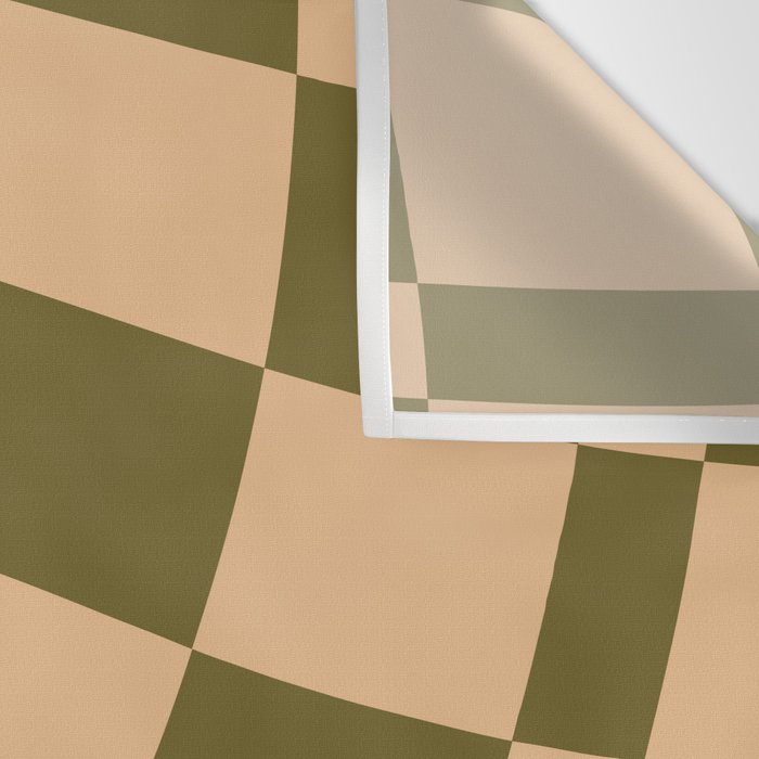 checked wave â peach and olive Wall Tapestry Gallery Image 3